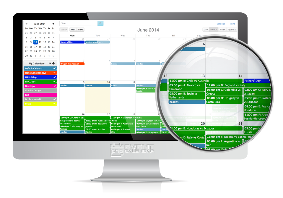 PHP Event Calendar Month View