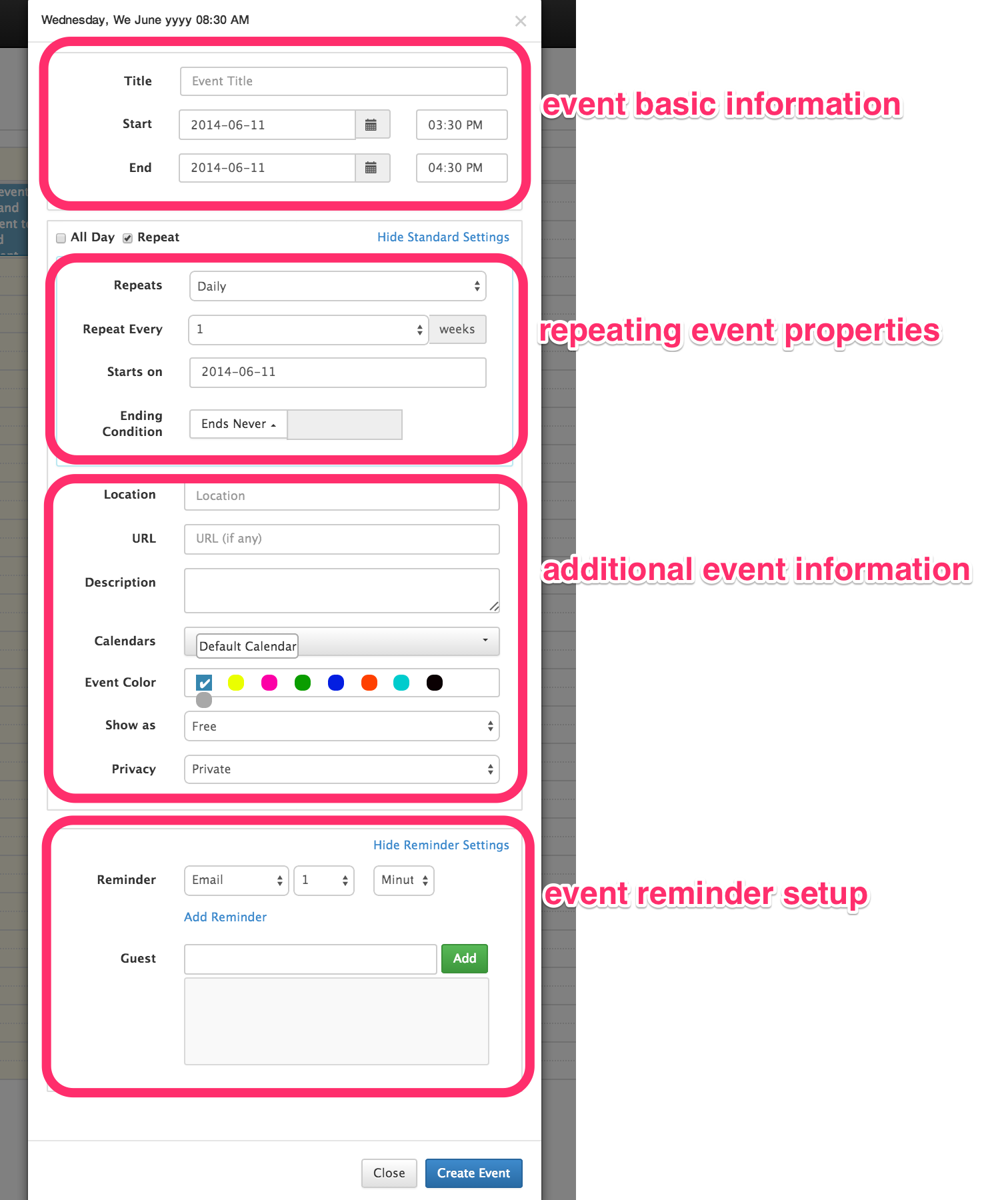 PHP Event Calendar - Event Entry Form 